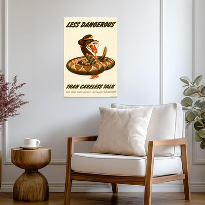 "Less Dangerous Than Careless Talk" | WWII Propaganda Poster | Vintage Safety Warning Art - Vintage & Retro Poster