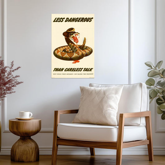 "Less Dangerous Than Careless Talk" | WWII Propaganda Poster | Vintage Safety Warning Art - Vintage & Retro Poster