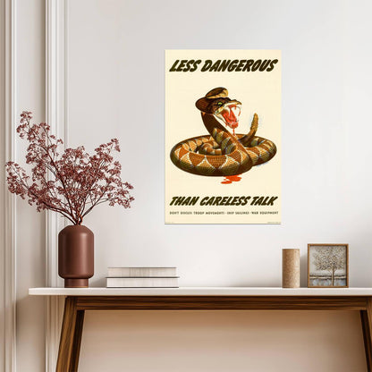 "Less Dangerous Than Careless Talk" | WWII Propaganda Poster | Vintage Safety Warning Art - Vintage & Retro Poster