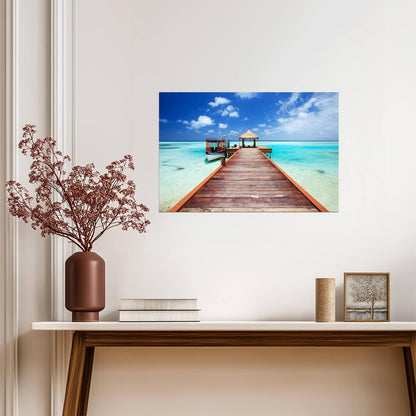 Pier to a Tropical Sea | Beach Photography Print | Paradise Ocean Poster - Photography Poster