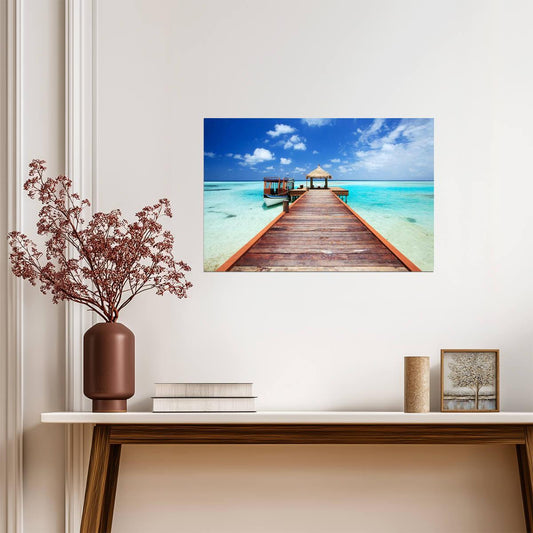 Pier to a Tropical Sea | Beach Photography Print | Paradise Ocean Poster - Photography Poster
