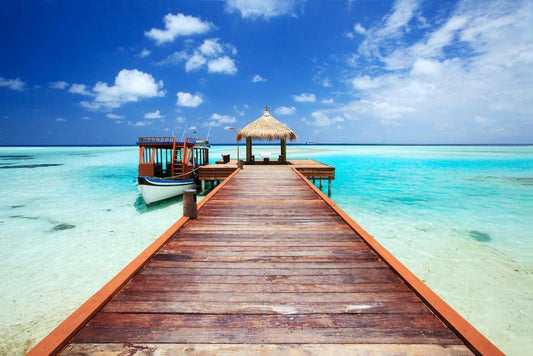 Pier to a Tropical Sea | Beach Photography Print | Paradise Ocean Poster - Photography Poster