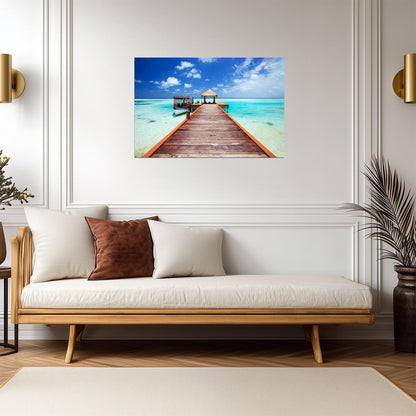 Pier to a Tropical Sea | Beach Photography Print | Paradise Ocean Poster - Photography Poster