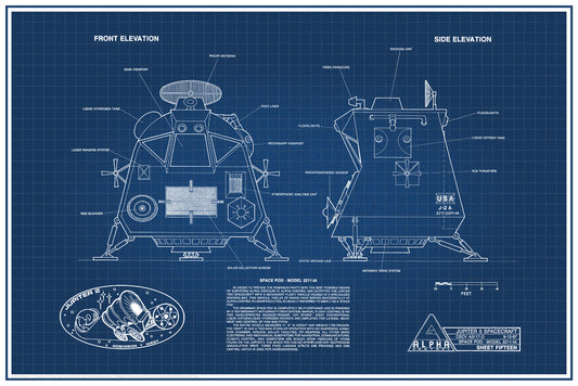 Lost in Space Space Pod | Sci-Fi Blueprint Poster | TV Show Schematics - Movies & TV Poster
