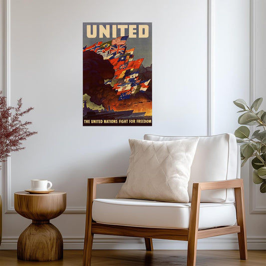 "The United Nations Fight For Freedom" | WWII Alliance Poster | Vintage Propaganda Art - Vintage & Retro Poster
