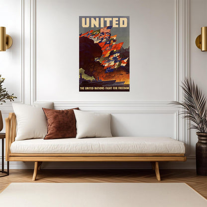 "The United Nations Fight For Freedom" | WWII Alliance Poster | Vintage Propaganda Art - Vintage & Retro Poster