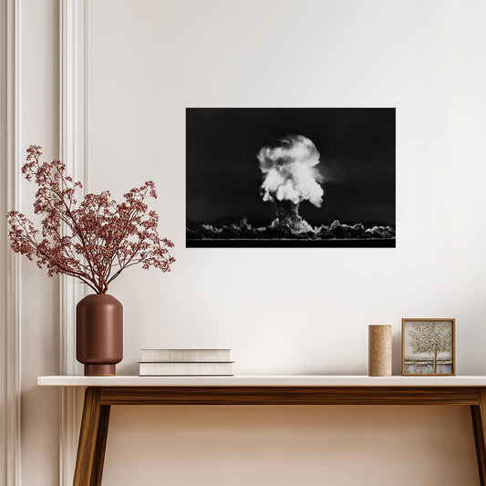 Nuclear Bomb Explosion Nevada 1957 | Historical Black and White Photo | Cold War Era Poster - Vintage & Retro Poster