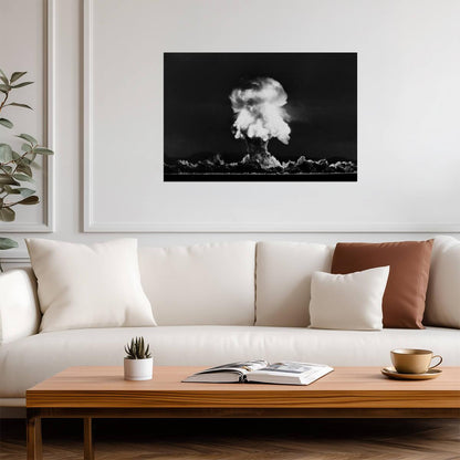 Nuclear Bomb Explosion Nevada 1957 | Historical Black and White Photo | Cold War Era Poster - Vintage & Retro Poster