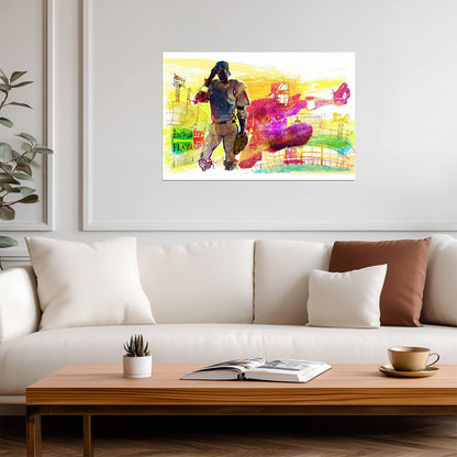 Baseball Pitcher and Catcher | Watercolor Style Sports Art | Stadium Illustration Poster - Sports Poster
