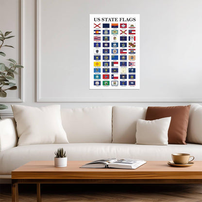 USA State Flags Chart | Educational American Poster | Classroom Wall Art - Type & Quotes Poster