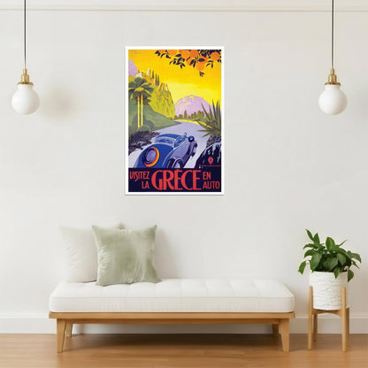 Visit Greece By Car Poster | Vintage Travel Advertisement | Retro Wall Art