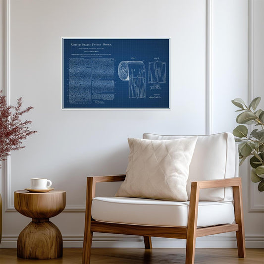 Toilet Paper Roll Patent | Bathroom Blueprint Poster | Novelty Wall Art - Vintage & Retro Poster