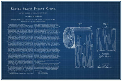 Toilet Paper Roll Patent | Bathroom Blueprint Poster | Novelty Wall Art - Vintage & Retro Poster
