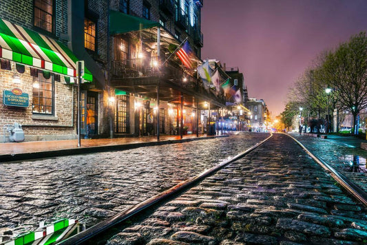 Cobblestones of River Street in Savannah | Georgia City Photography | Southern Charm Poster - Photography Poster