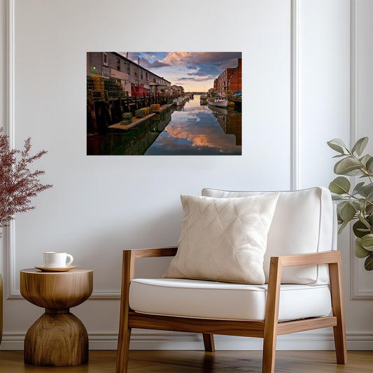 Portland Maine Harbor Reflection | Seascape Photography | Coastal City Poster - Photography Poster
