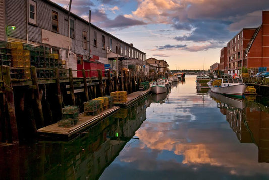 Portland Maine Harbor Reflection | Seascape Photography | Coastal City Poster - Photography Poster