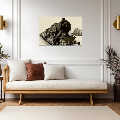 Steam Engine Train | Vintage Black and White Photography | Retro Railroad Poster - Vintage & Retro Poster