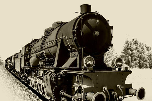 Steam Engine Train | Vintage Black and White Photography | Retro Railroad Poster - Vintage & Retro Poster