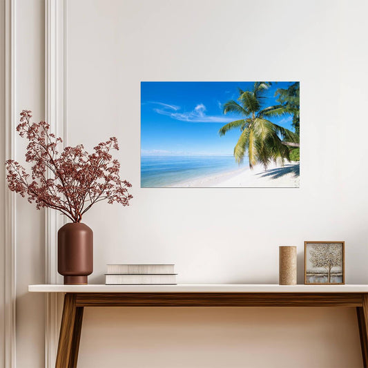Palm Tree on a Paradise Beach | Tropical Photography Print | Ocean Scenery Poster - Photography Poster
