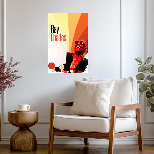 Ray Charles "Ray's Music" Sign | Vintage Music Poster | Retro Soul Art - Music Poster
