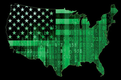 USA Map | Cyber Security Digital Matrix Map Poster