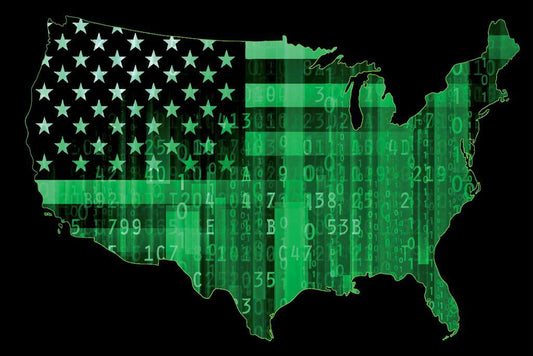USA Map | Cyber Security Digital Matrix Map Poster