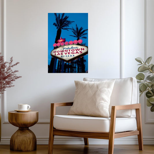 "Welcome To Fabulous Downtown Las Vegas" Sign | Iconic Vegas Landmark | Retro City Poster - Type & Quotes Poster