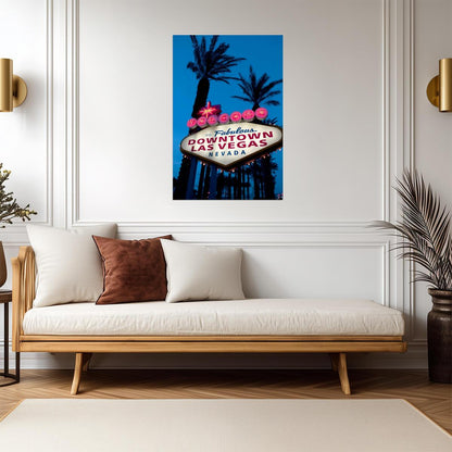 "Welcome To Fabulous Downtown Las Vegas" Sign | Iconic Vegas Landmark | Retro City Poster - Type & Quotes Poster