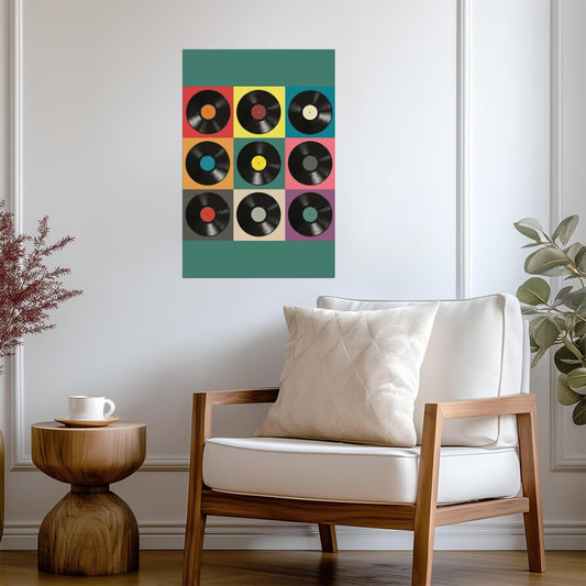 Vinyl Records Pop Art | Retro Music Wall Decor | 60s Style Illustration Poster - Graphic & Art Poster
