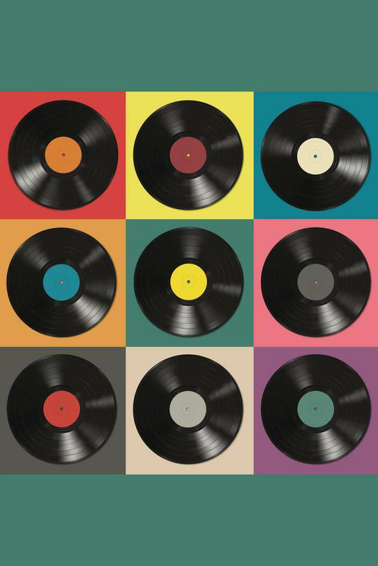 Vinyl Records Pop Art | Retro Music Wall Decor | 60s Style Illustration Poster - Graphic & Art Poster