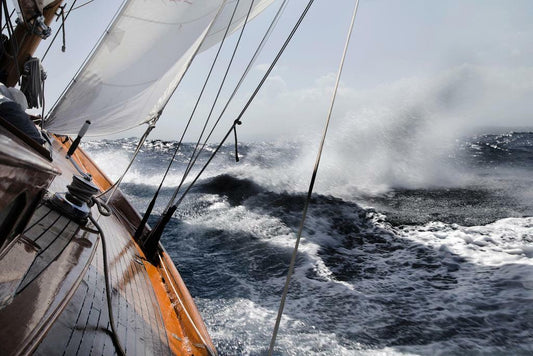 Yacht Leaning in a Rough Sea | Sailing Photography Poster | Nautical Wall Art - Sports Poster