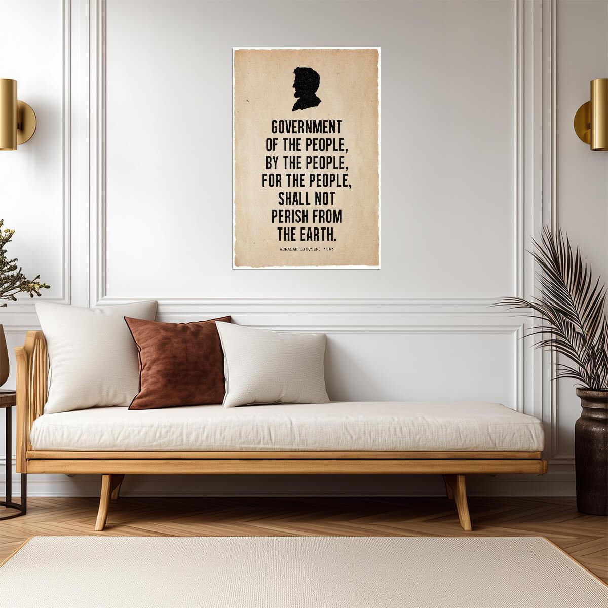 Abraham Lincoln Government Quote Silhouette | Presidential Wall Art | American History Poster - Type & Quotes Poster