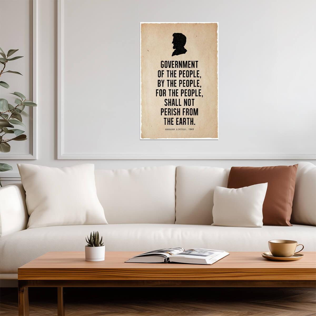 Abraham Lincoln Government Quote Silhouette | Presidential Wall Art | American History Poster - Type & Quotes Poster