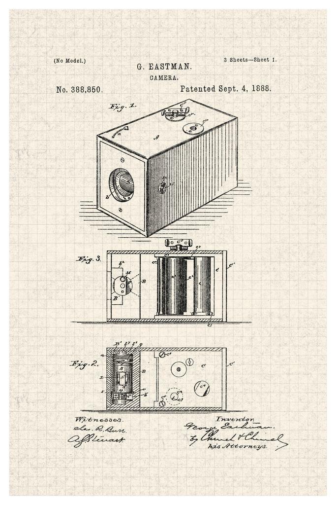 George Eastman First Film Camera Patent | 1888 Diagram Poster | Photography Inventor Art - Vintage & Retro Poster