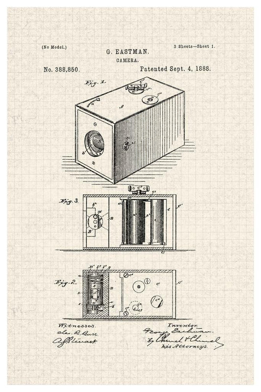 George Eastman First Film Camera Patent | 1888 Diagram Poster | Photography Inventor Art - Vintage & Retro Poster