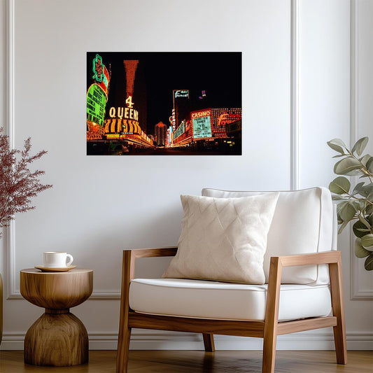 Fremont Street Neon Signs Photo | Vintage Las Vegas | City Nightscape Poster - Photography Poster