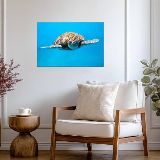 Sea Turtle Close Up | Underwater Photography Print | Marine Life Poster - Photography Poster