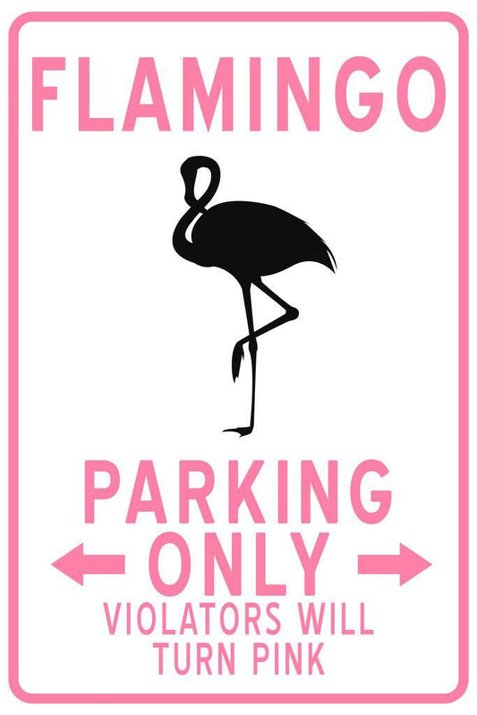 "Flamingo Parking Only" | Funny Tropical Sign | Novelty Wall Art Poster - Type & Quotes Poster