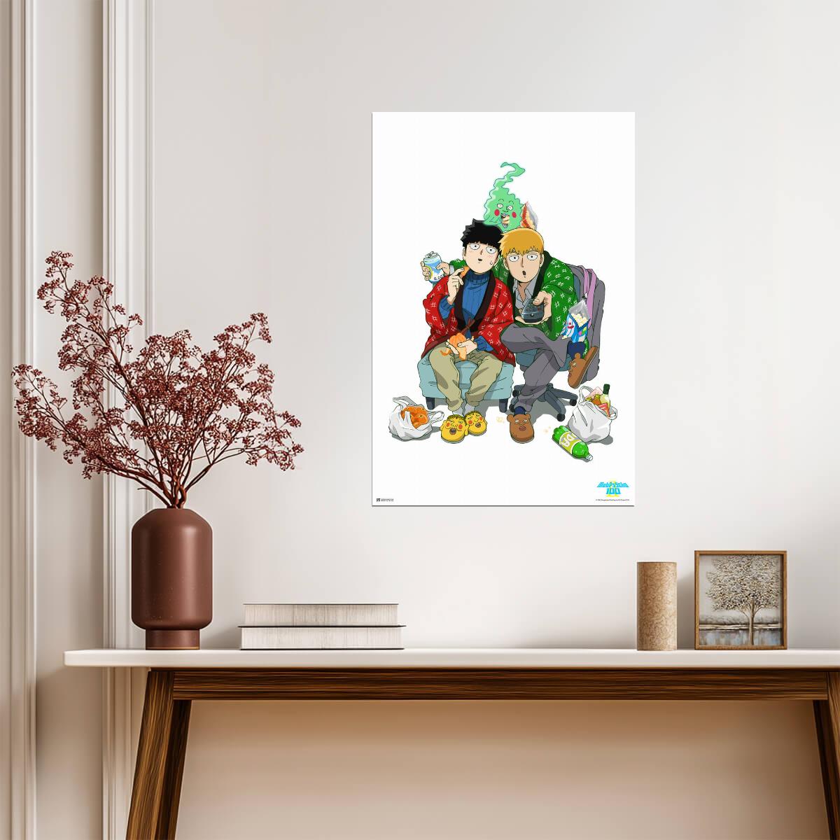 Mob Psycho 100 | Mob & Reigen Chilling at Home | Modern Anime Poster - Anime Poster