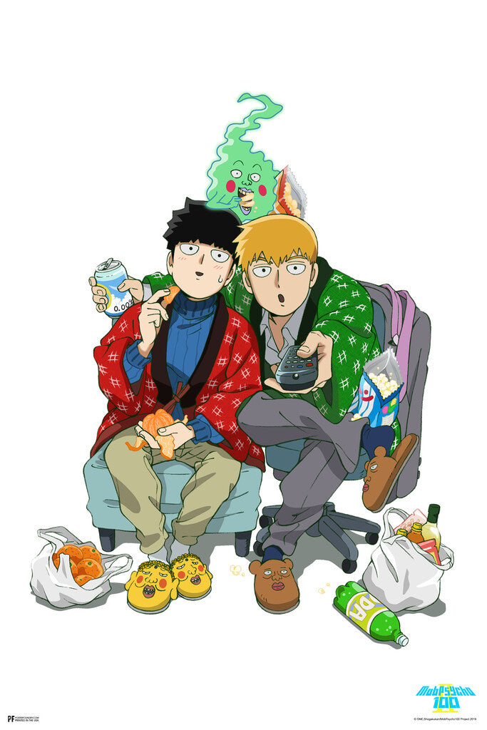 Mob Psycho 100 | Mob & Reigen Chilling at Home | Modern Anime Poster - Anime Poster