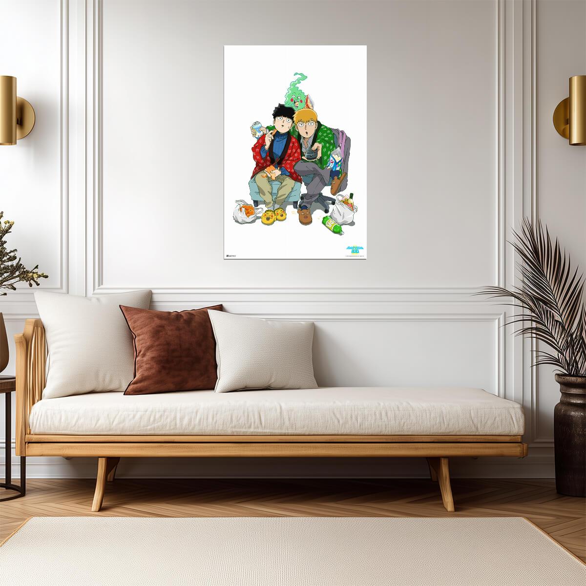 Mob Psycho 100 | Mob & Reigen Chilling at Home | Modern Anime Poster - Anime Poster