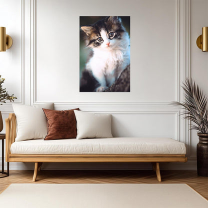 Adorable Kitten Sitting on a Tree Branch | Animal Portrait Photography | Cat Poster - Photography Poster
