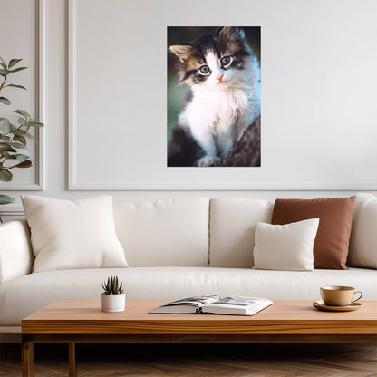 Adorable Kitten Sitting on a Tree Branch | Animal Portrait Photography | Cat Poster - Photography Poster