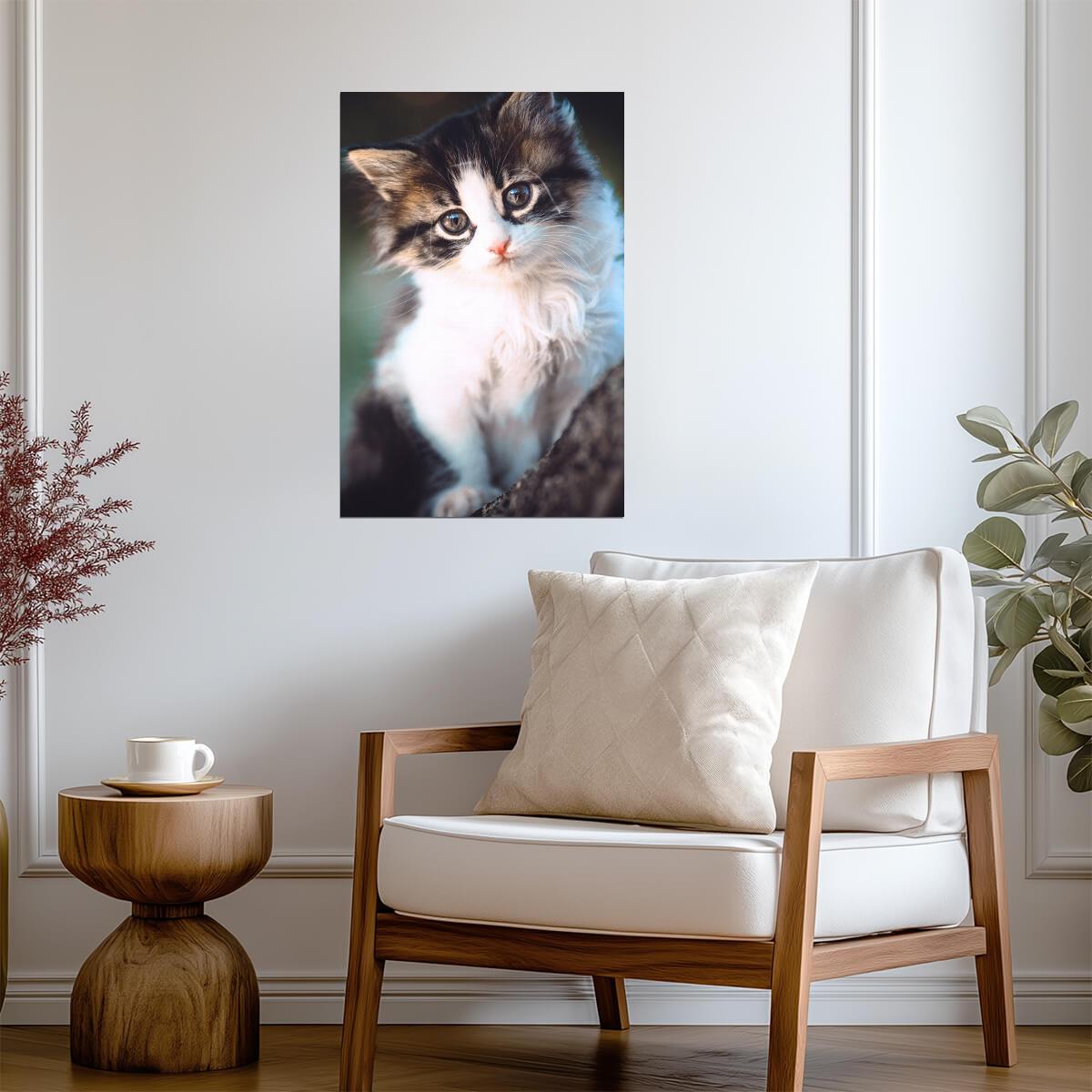 Adorable Kitten Sitting on a Tree Branch | Animal Portrait Photography | Cat Poster - Photography Poster