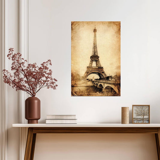 Eiffel Tower in Sepia | Vintage Paris Photography | Rustic Landmark Poster - Vintage & Retro Poster