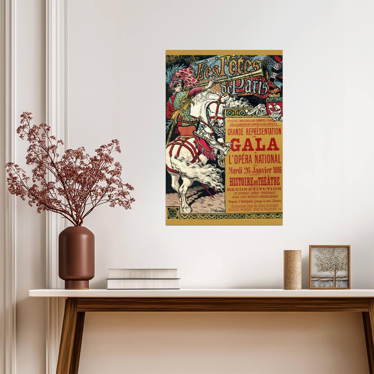 Tres Fetes De Paris Opera National 1886 | Vintage French Ad Poster | Retro Theater Wall Art - Vintage & Retro Poster