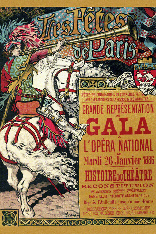 Tres Fetes De Paris Opera National 1886 | Vintage French Ad Poster | Retro Theater Wall Art - Vintage & Retro Poster