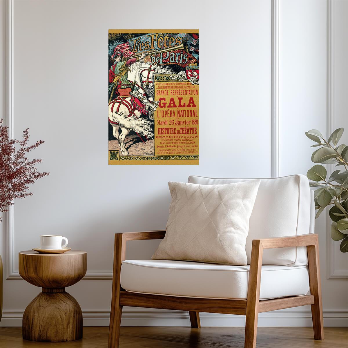 Tres Fetes De Paris Opera National 1886 | Vintage French Ad Poster | Retro Theater Wall Art - Vintage & Retro Poster