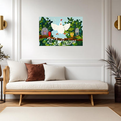 "All Are Welcome" Classroom Poster | Cute Animals Wall Art | Educational Kids Decor - For Kids Poster