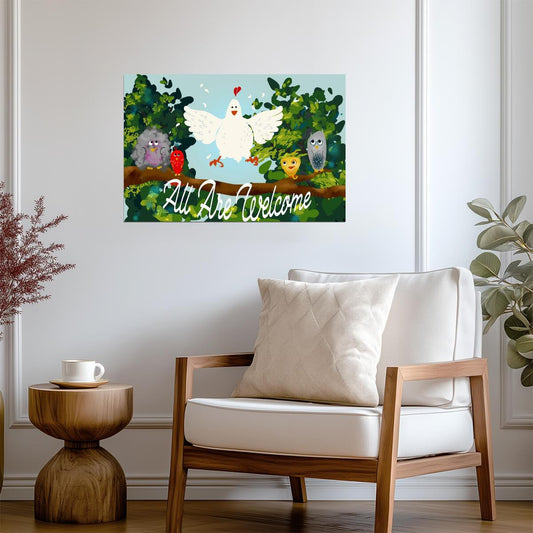 "All Are Welcome" Classroom Poster | Cute Animals Wall Art | Educational Kids Decor - For Kids Poster